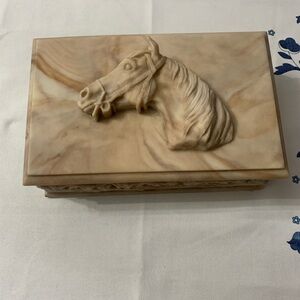 Avondale trinket box with a horse head relief on the lid
